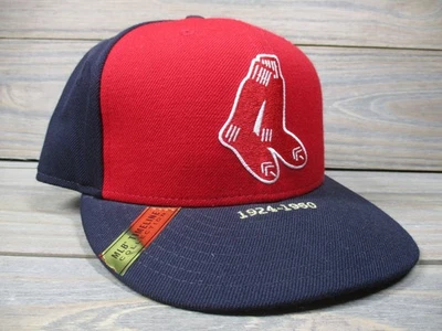 Boston Red Sox Hat Cap Fitted Mens 7 5/8 Red Navy MLB Baseball Timeline New Era