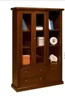 Showcase Library Living Elegant Wooden Of Poplar, Glass Cabinet Color Walnut