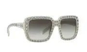 New PRADA Ornate SPR30Q-F 7S3-0A7 56mm Ivory Stud Square Sunglasses Italy