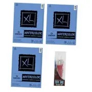 3 Pack XL Series Watercolor Paper Pad 9" x 12" Bundle with Try Me 3-Pack