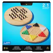 Classic Games Wooden Solitaire/Chinese Checkers Board Game Set 1-6 Player 3+