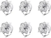 6X Napkin Ring Paper Clip Table Decor Long-Lasting Stainless Steel Decorative Sweet Gift Restaurant Napkins Holder, Silver