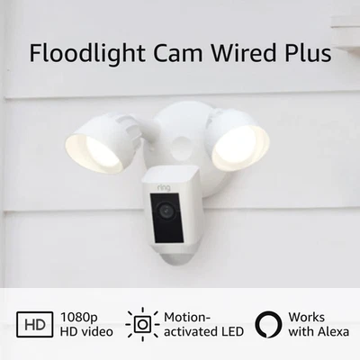Floodlight Cam Wired plus with Motion-Activated 1080P HD Video, White