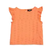 Aqua Girls' Eyelet Flutter Top Peach Size XL 1533