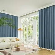 Marlow 2 Panels Blockout Curtains Chenille Window Blackout Draperies Eyelet Day Bedroom Living Room Thermal 240cmx250cm (Haze Blue)