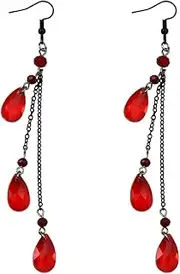 [YangQian] Gothic Earrings for Women Halloween Earrings Long Crystal Dangle Earrings with Tassel Costume Accessories for Halloween