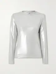 [JETSET] JETSET - Glazy Metallic Stretch-jersey Ski Top - Silver - 0 0 Silver