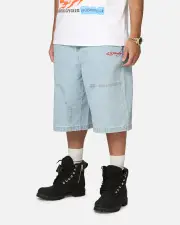 [ED HARDY] Ed Hardy Dragon Jorts Light Blue - Size 28 28 Light Blue