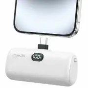 Tough On Mini Portable Charger 5000mAh Power Bank USB C Charging for Samsung Android iPhone 15 & 16 Series White
