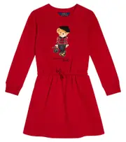 [Polo Ralph Lauren Kids] Polo Ralph Lauren Kids Polo Bear cotton-blend dress Y 1,5-2 red
