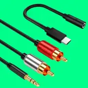 Durable Type C 3.5mm Adapter + RCA Cable f Samsung Galaxy S20 FE 5G UW SM-G781V