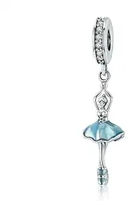 [LAMOONY] Ballet Girl Charm 925 Sterling Silver Dance Charm Anniversary Charm Heart Charm for Pandora Charm Bracelet