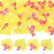 20Pcs Silk Faux Artificial Orchid Flower Heads Petals Decor 2.76", Yellow