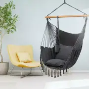 ONCLOUD XXL Hammock Chair Macrame Hanging Rope Swing Seat W/Side Pocket, Include