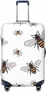 [CADREWY] Funny Bees Print Travel Suitcase Cover Luggage Protector with Elastic Anti Scratch for Carry On, Black, Medium