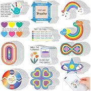 Fulmoon 120 Pcs Anxiety Sensory Stickers Textured Sensory Strips Tactile Rough Calm Sensory Stickers Adhesive Tactile Fidget Tool for Classroom Desk Adults Teens Anxiety Relief(Cute Color)