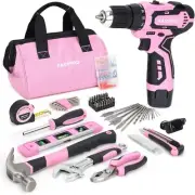175-Piece 12V Pink Drill Set, Cordless Lithium-ion Driver and Tool Kit Pink diy