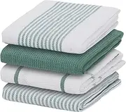 Olivia Rocco 4 Pack Tea Towel Kitchen Tea Towels Cotton Absorbent Long Lasting Catering Bar Dish Towel Cloth, Green