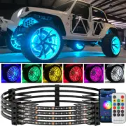 For Jeep Wrangler 4x 15.5" RGB LED Wheel Ring Lights Underglow Chasing Rim Lamps