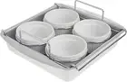 Professional 6-Piece Creme Brulee Set with 4 Porcelain Ramekins, 8-Inch Square P