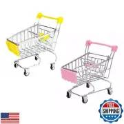 2 Pcs Mini Shopping Cart Supermarket Handcart Shopping Utility Cart Mode Stor