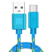 USB-A to Type-C Nylon Braided Data Cable Fast Charging Data Transmission Copper Core Line 1M/2M Long for iPhone 15 15 Pl