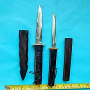 Set 2 souvenir handmade knife Tanto & Kris style Kamagong scabbard blade 4"