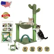 Active Lifestyle Cactus Cat Tree: 33” with Hammock & Dual Scratching Posts