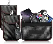 Faraday Pouch for Car Key, WEKUBA 3 Packs of Faraday Bags, with Hooks and Fixed Key Rings, Car RFID Blocker Bag for Car Security, Anti-Theft Signal, Anti-Hacking Case Blocker