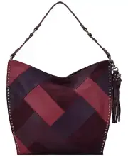 The Sak Silverlake Patchwork Leather Hobo Shoulder Bag Cabernet Burgundy $149