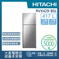 在飛比找momo購物網優惠-【HITACHI 日立】417L 一級能效變頻雙門右開冰箱(