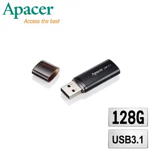 Apacer宇瞻 AH25B 時尚金屬 USB 3.1高速隨身碟-霧面黑 128GB (3.9折)