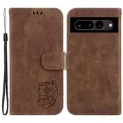For Google Pixel 7 Pro 5g Anti-scratch Wallet Phone Case Lovely Tiger Imprint Leather Folio Flip Cover