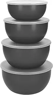 [KitchenAid] 4pc Meal Prep Bowls Set with Lids - Charcoal Grey