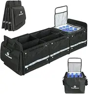 Rock Cloud Car Trunk Organizer (80L) Automotive boot bags Waterproof Foldable Cover Multi Compartment Expandable（with Insulated Leakproof Cooler Bag + 2mm PE Board）