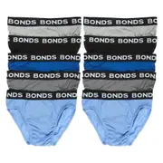 10 Pack Bonds Mens Assorted Cotton Hipster Briefs Undies Underwear M8DM5T Bulk