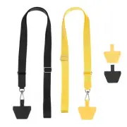 2Pcs Smart Phone Lanyard with 4 Patches, Black/Yellow (55-30cm)