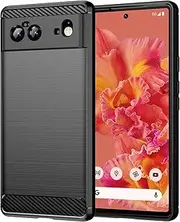 EUAGVQY for Pixel 6 Google 6 Case Carbon Fiber Soft TPU Anti-Slip Durable Lightweight Protective Phone Cover for Google Pixel 6（Black）