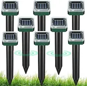 Mole Repellent for Lawns 8 Pack, Solar Powered Mole Repeller Ultrasonic Gopher Repellent, Outdoor Waterproof Vole Vibration Stakes,Sonic Gopher Deterrent Yard for Rodent Groundhog Snake Chipmunk
