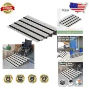 800LBS Load Aluminum Door Ramp - Adjustable 4" Rise for Safe Wheelchair Access