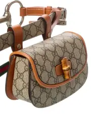 Gucci Bamboo Gg Supreme Canvas & Leather Belt Bag Women's
