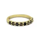 925 Silver Round 2.5MM Black Spinel Smoky Quartz Eternity Yellow Plated Ring
