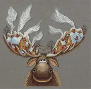 PANNA - Counted Cross Stitch Kit - Christmas Moose - ZM-7103-16 Count - Aida - 12.99 x 11.02 inch - DIY kit
