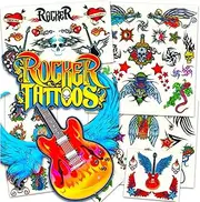 Rock Star Temporary Tattoos Party Favor Set (50 Rocker Tattoos)