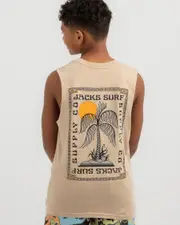 [Jacks] Jacks Boys' Palm Beach Muscle Tank Top in Sand Acid Size 16 16 Sand Acid