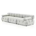 Foret 3 Seater Sofa Modular Arm Seat Tufted Velvet Lounge Couch Chaise Beige