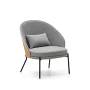 Eamy armchair grey with natural timber veneer