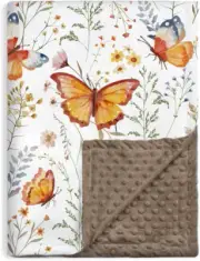 BORITAR Baby Blanket for Girls Soft Plush Minky Fabric Bed Blanket with Double L