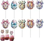 Cupcake Picks Easter,10-Styles Colorful Egg-themed Food Picks | Cake Decorations, Easter Party Birthday Cupcake Topper For Baby Shower