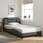 Bed Frame with Headboard Dark Grey King Single Size - Fabric